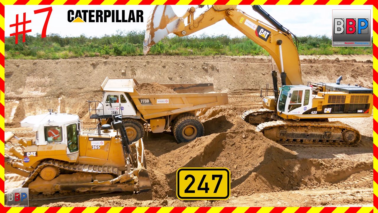 👷 CAT 390D, 4x 773D, D8T - Bau der B 247 Mühlhausen, 2023. #7