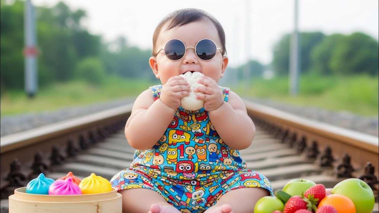 Cutest Baby Eating Food by Railway 😍👶