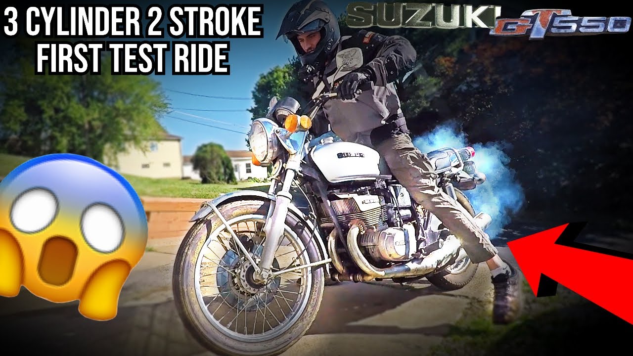 Suzuki GT550 2-тактный тройной двигатель. Первая поездка.
