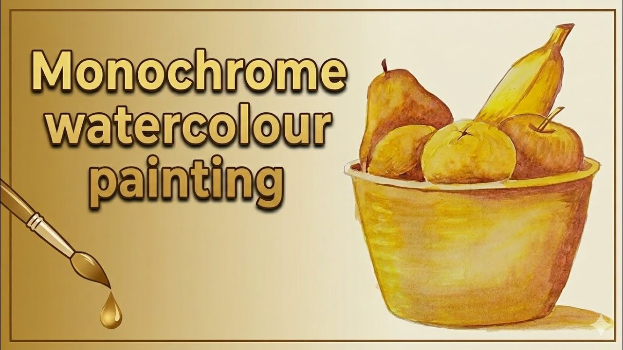Fruits in a Bowl | Watercolour Painting Using Monochrome Technique