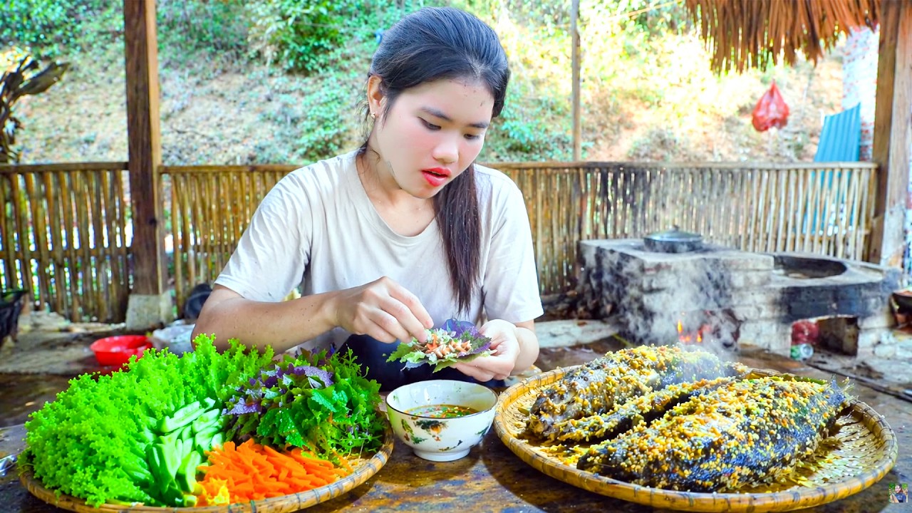 Cooking Vietnamese Fresh Steamed Fish with Spring Roll - Harvesting Giant Fish Pond for Market Sell