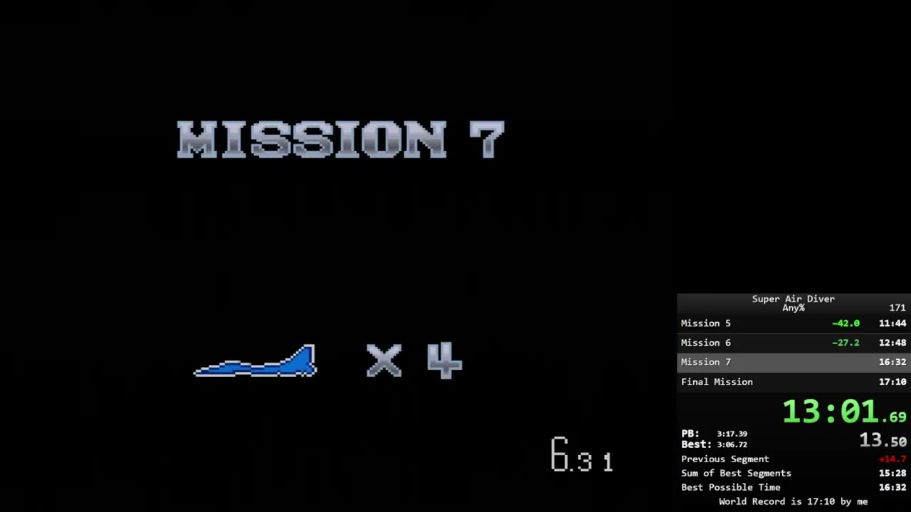 Super Air Diver Any% PB/WR - 16:39
