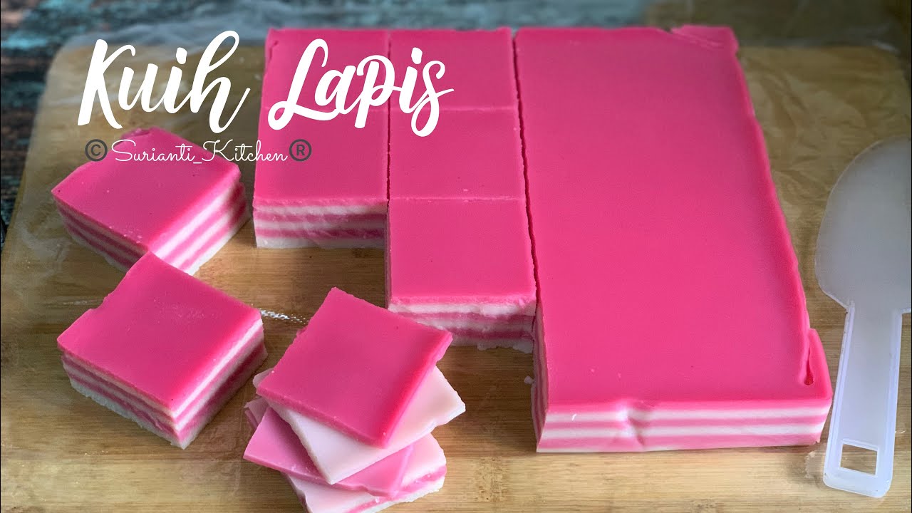 Kuih Lapis kuih tradisional mudah, menggunakan sukatan cawan