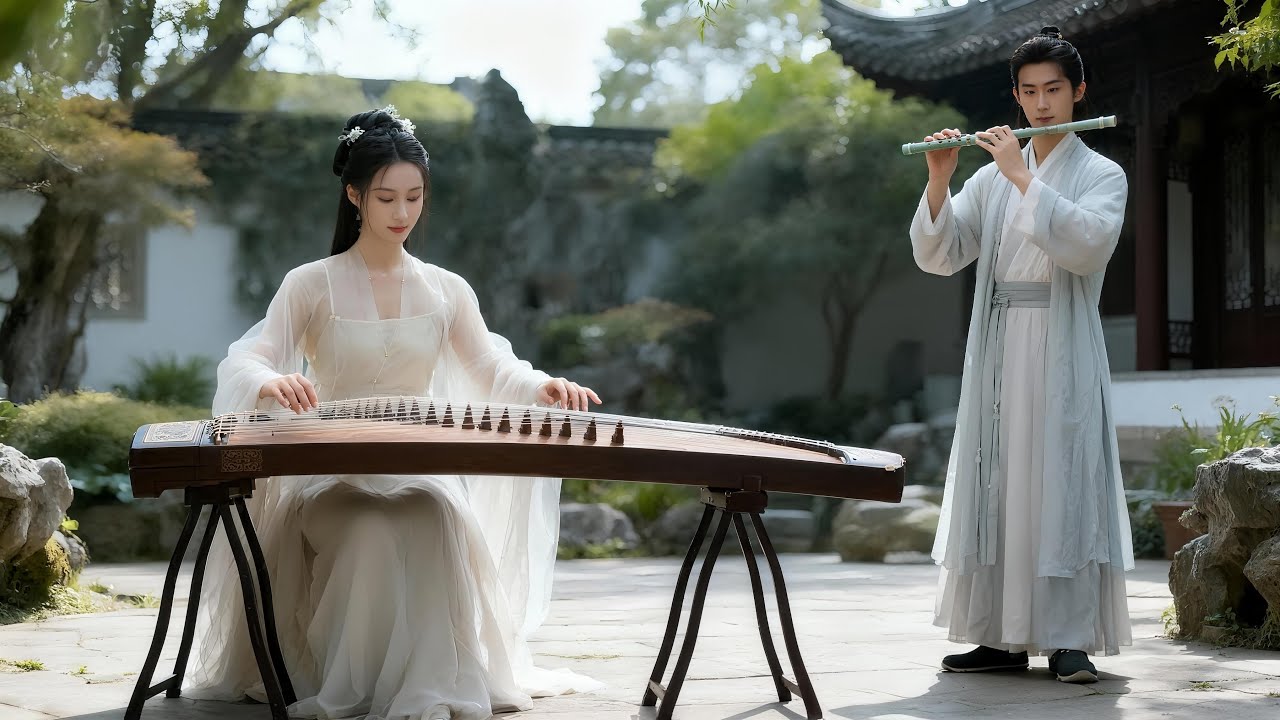 Peaceful Tunes in a Tranquil Garden, Dreamscape of Guzheng and Wind