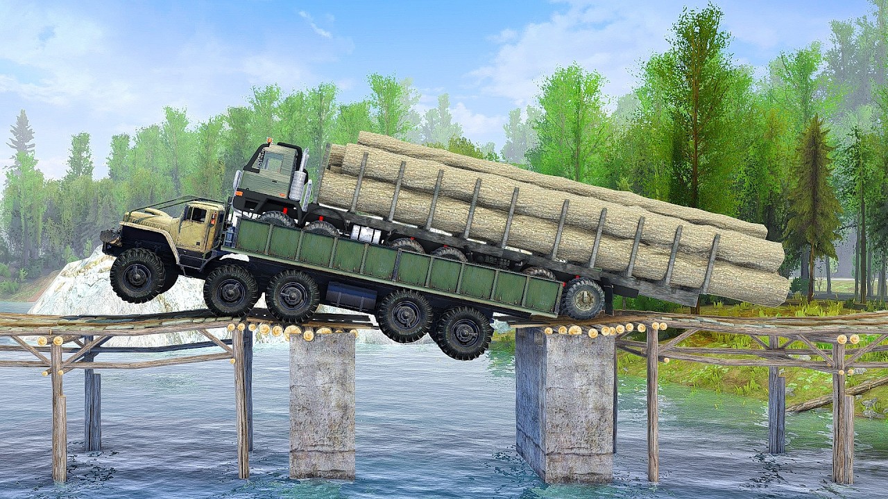 INSANE Moment a TIMBER Truck Crosses a Collapsed Bridge