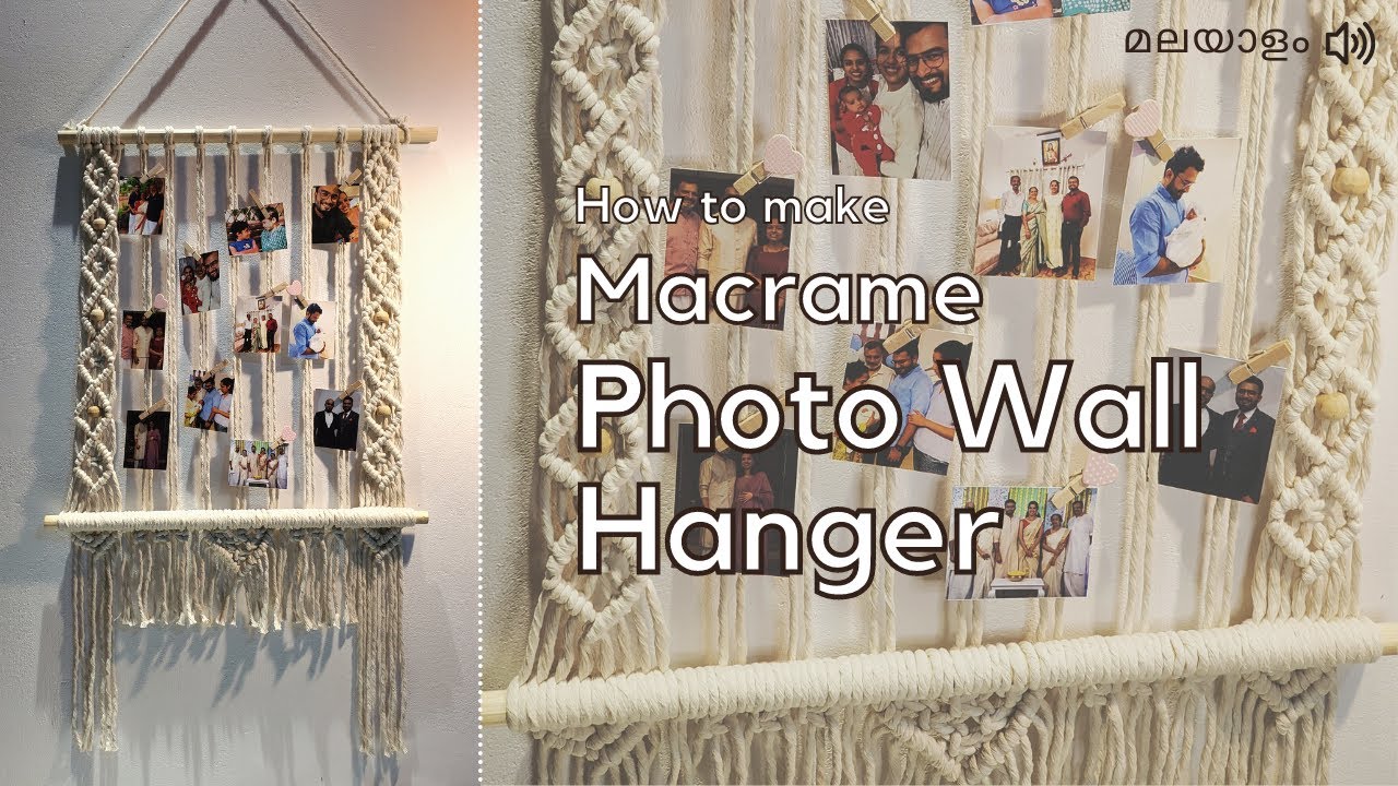 മാക്രമേ ഫോട്ടോ ഹാങ്ങർ | How to make Macrame photo wall hanger | Easy Macrame Polaroid hanger | DIY