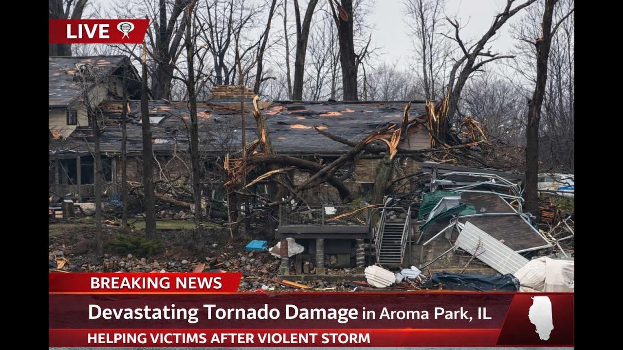 🌪️ LIVE: Devastating Tornado Damage in Aroma Park, IL | Helping Victims After Violent Storm