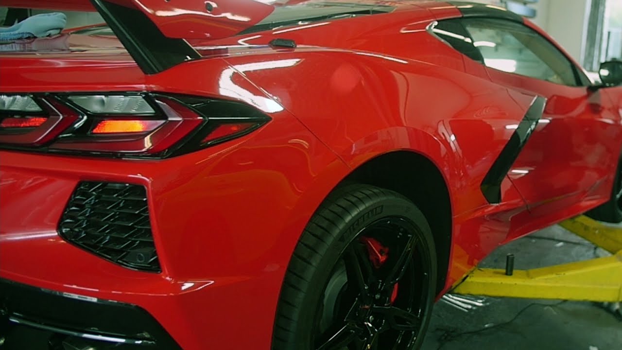 Red Corvette C8 - Paint Protection Film | Auto Detailing In Canada | Auto Boss Vaughan