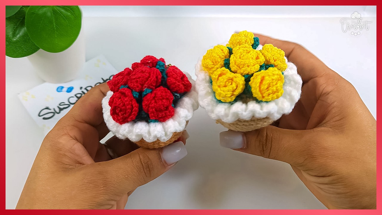 💐 Mini Ramo de Rosas Tejido a Crochet | Tutorial Paso a Paso