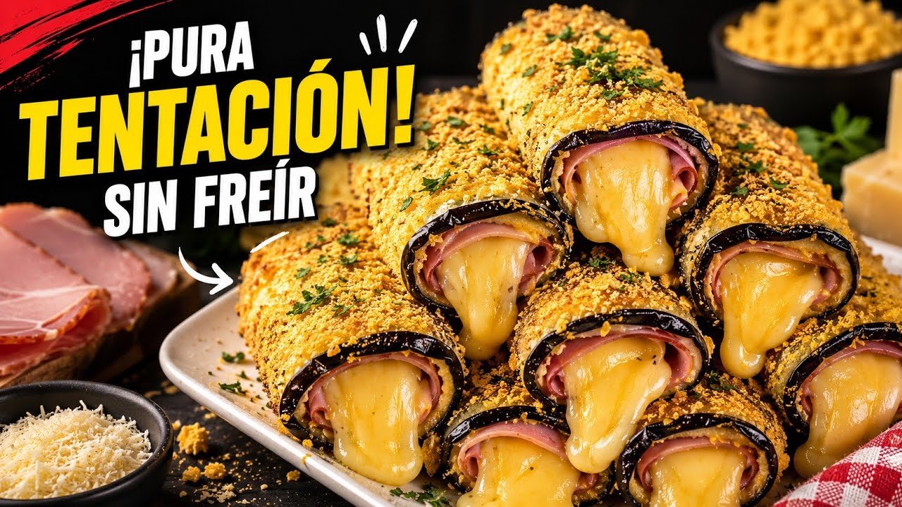 Rollitos de Berenjena Crujientes con Jamón y Queso que Todos Aman | Receta Fácil y Rápida