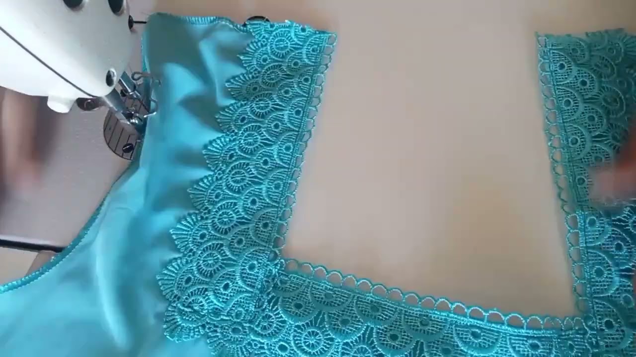 خياطة كول مربع بالدنتيل عريظ