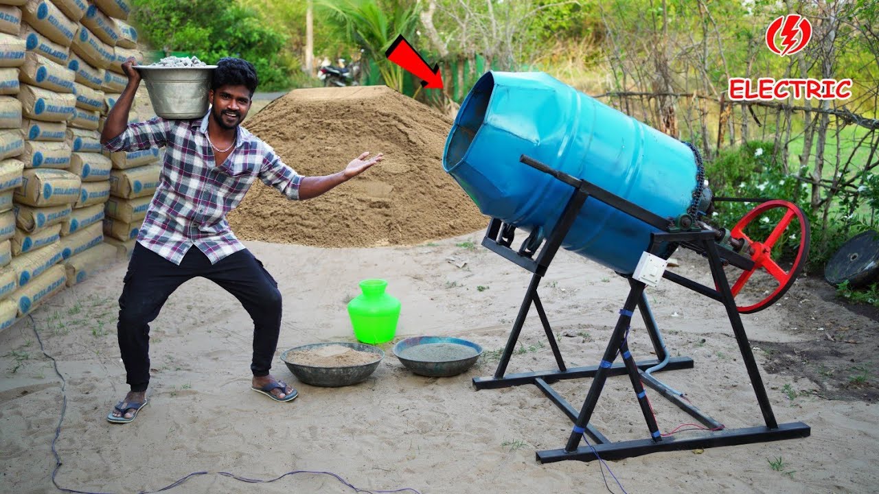 Making Concrete Mixer..! வீடே கட்டலாம்..! 💯 Using With OIL BARREL | Mr.Village Vaathi