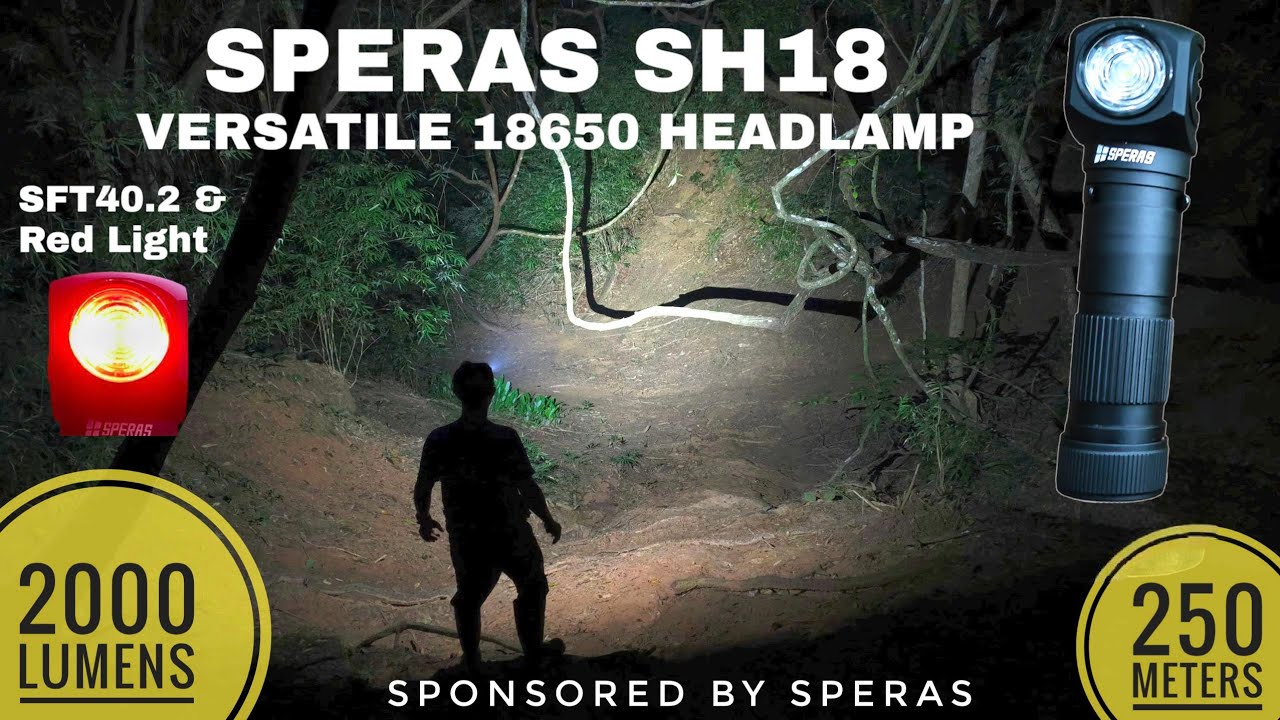 Speras SH18 - Powerful Versatile 18650 Headlamp with White Light & Red Light 
