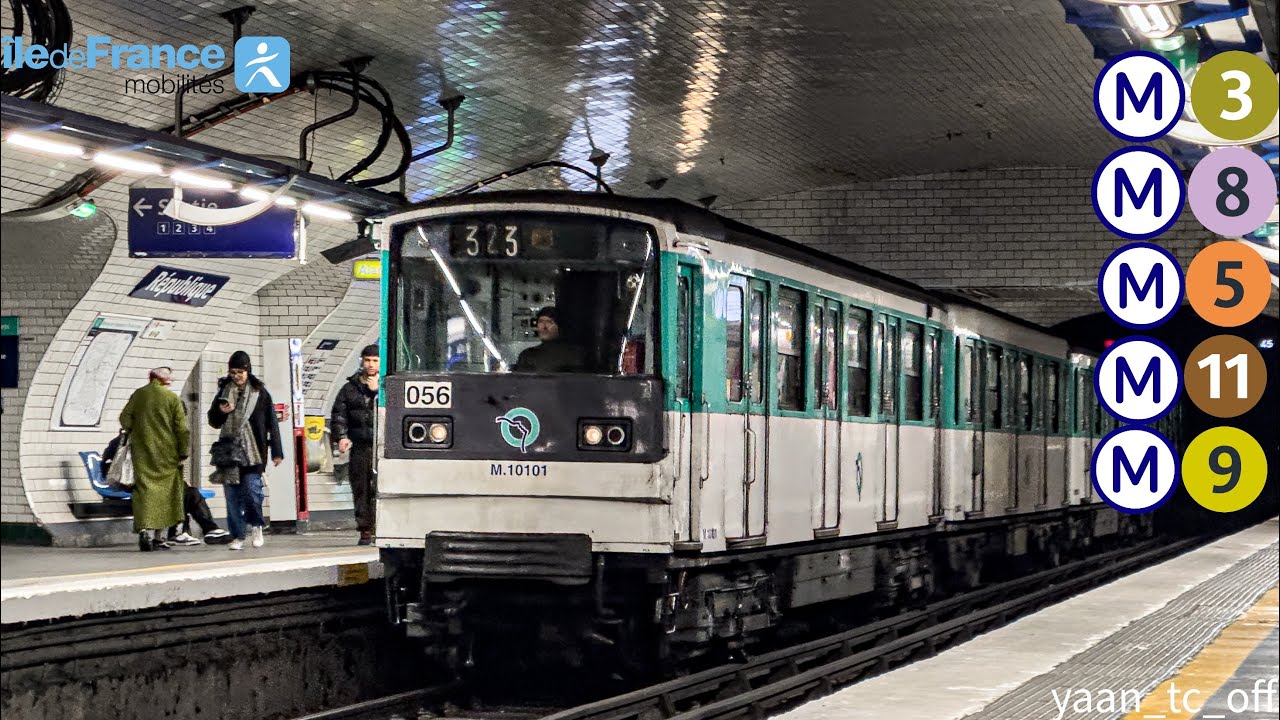 🇫🇷 Paris Subway at République Station — Lines 3,5,8,9,11