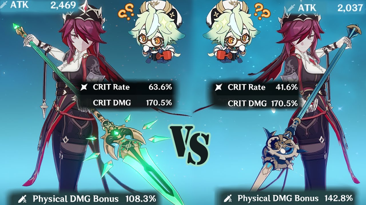 Physical Rosaria DPS Comparison (Primordial Winged Jade Spear vs Crescent Pike)