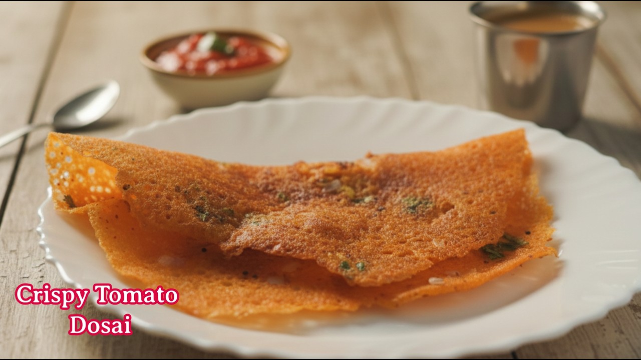 Crispy Tomato Dosai Recipe- No Fermentation / Thakkali Dosai Recipe / Quick Tiffen / Dosa Varieties