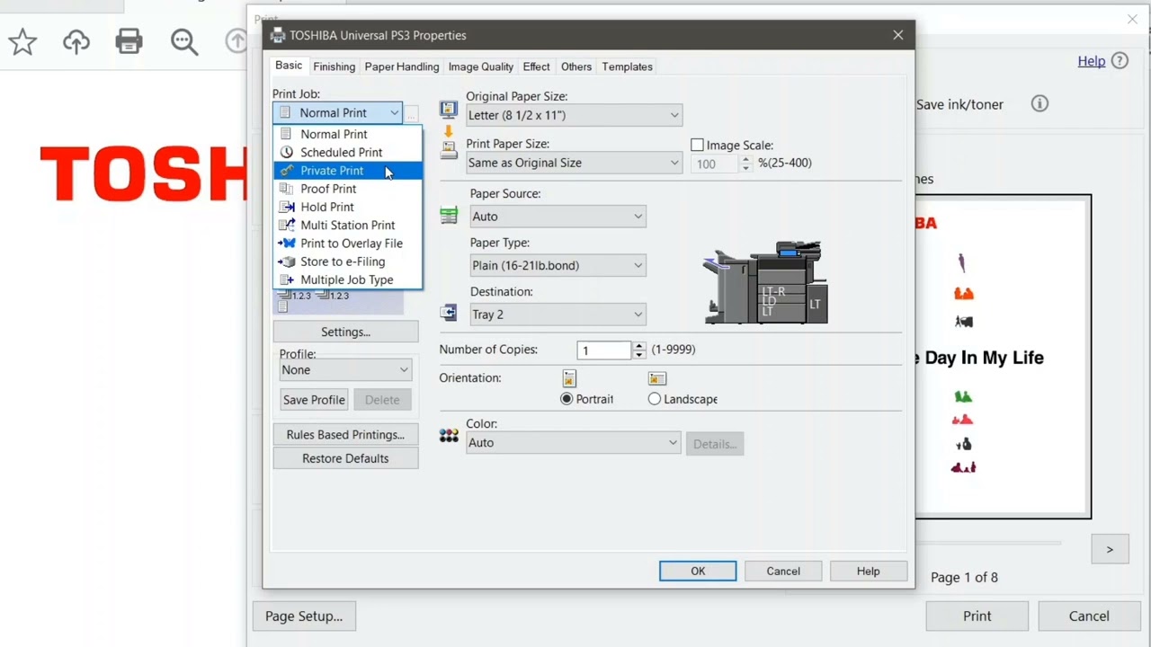 Print Job Types (Private | Proof | Hold)