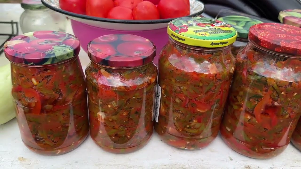 ЛАГМАН НА ЗИМУ В БАНКЕ.🍝Зажарка для лагмана.Салат на зиму🌶️🫑🧄