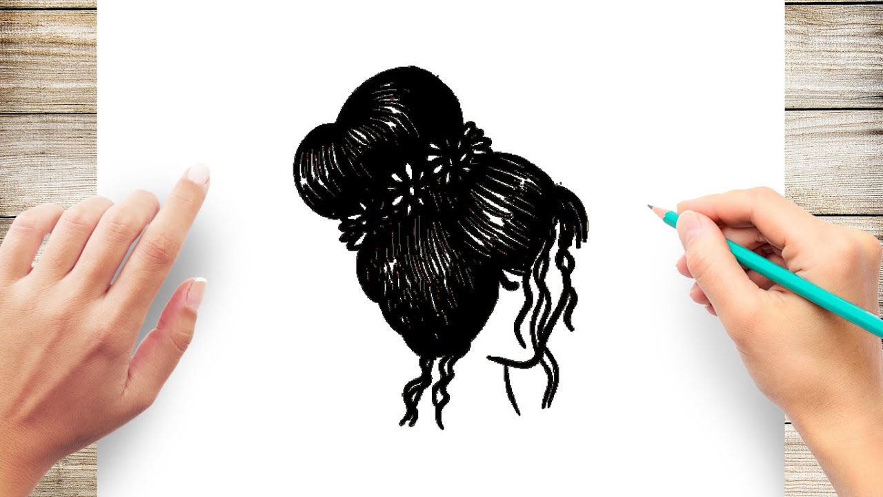 How to Draw Realistic Hair [Messy Bun Hair]