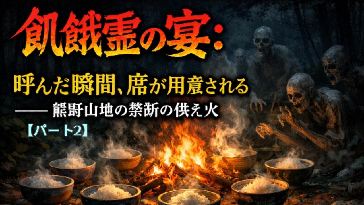 【実話怪談】【パート1】飢餓霊の宴：呼んだ瞬間、席が用意される――熊野山地の禁断の供え火
