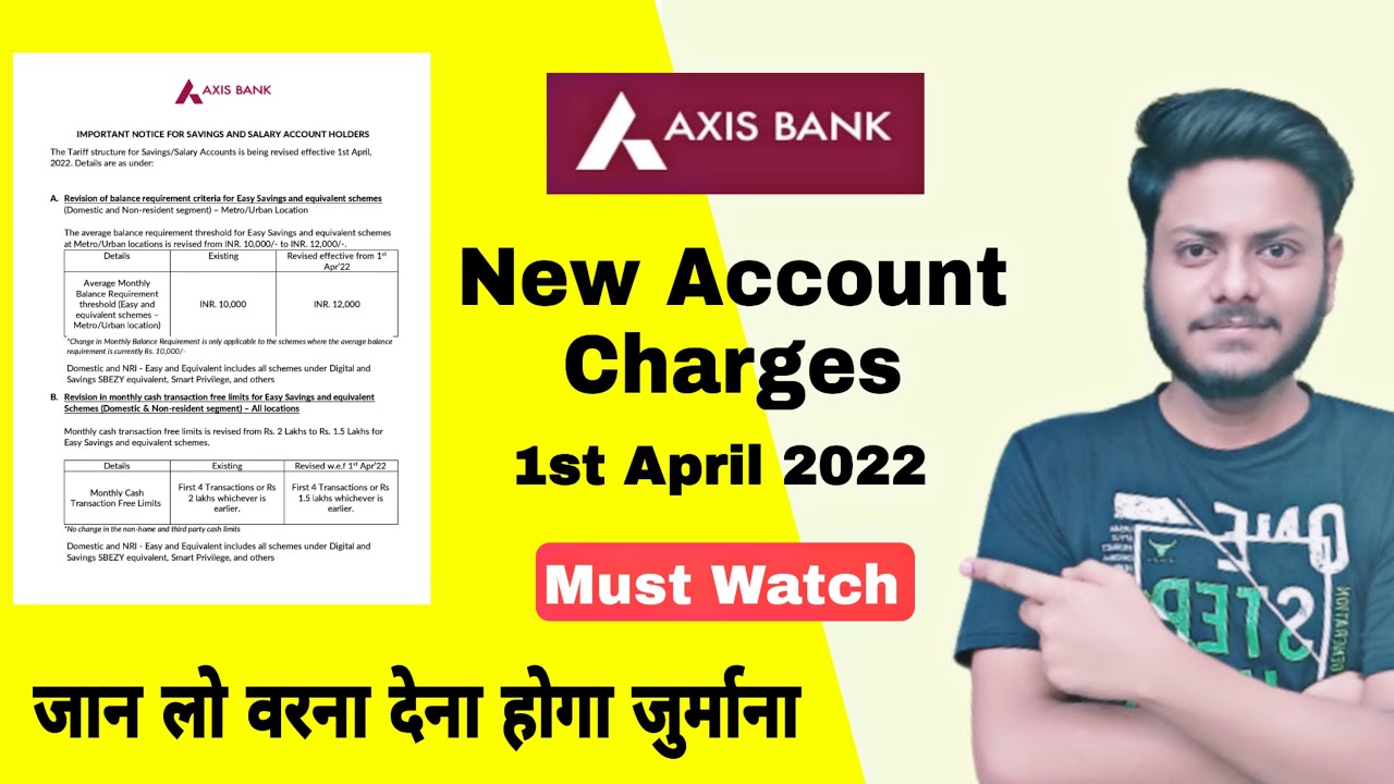 Axis Bank New Fee & Charges Revised 🧐| Axis Bank New Account Charges 1 April 2022  | Axis Bank