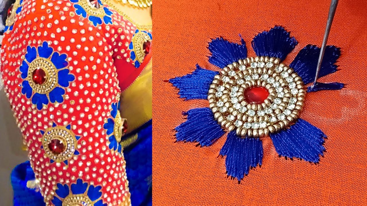 simple aari work blouse designs |  aari work for beginners | embroidery | #246