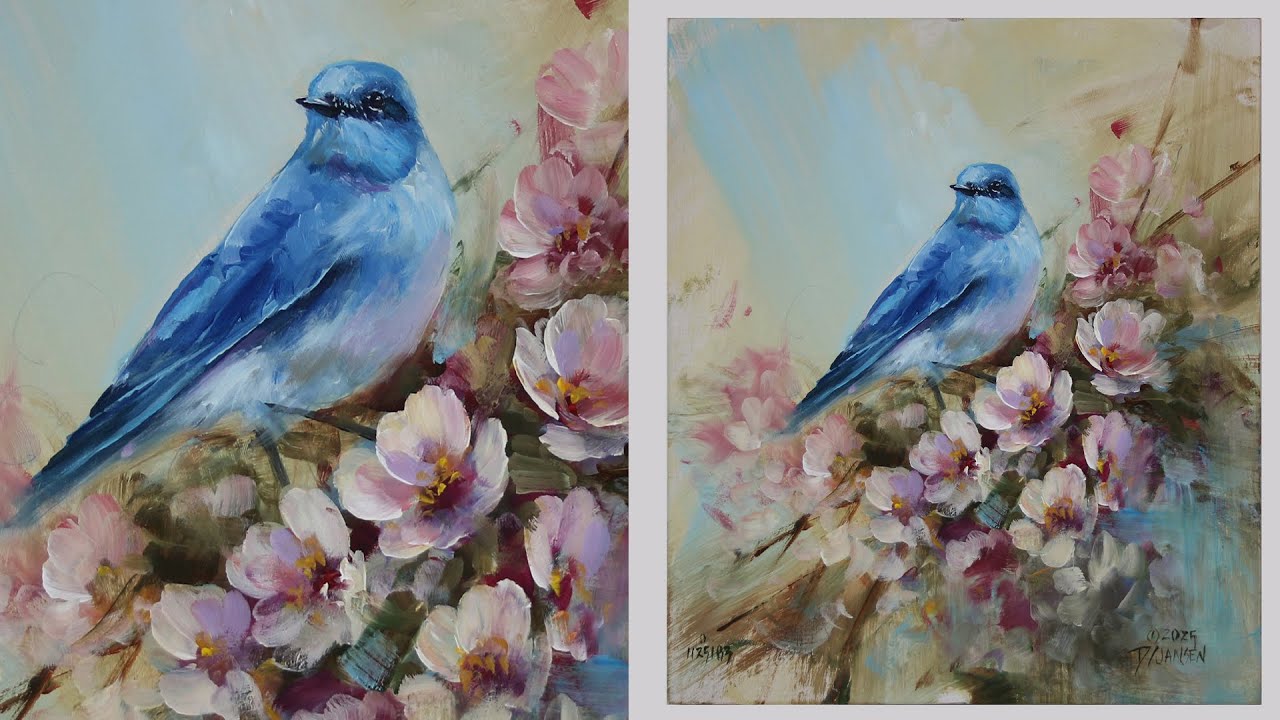Painting The Mountain Bluebird and Blossoms with David Jansen