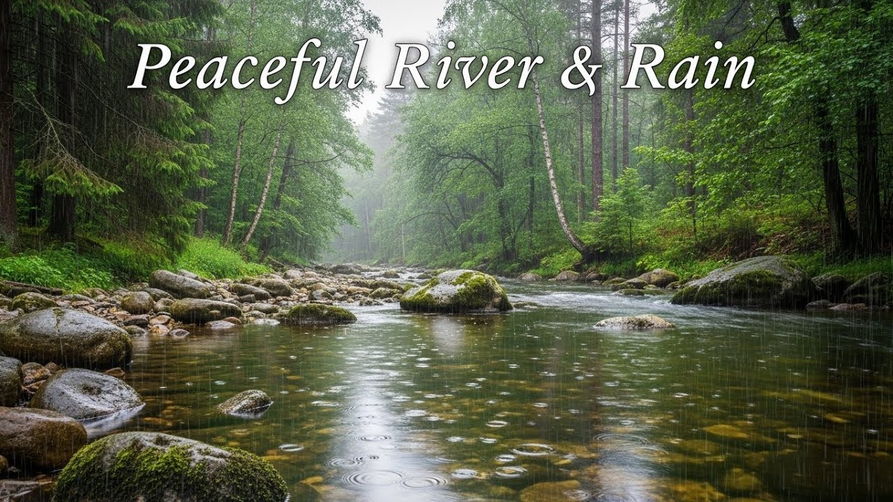 Soothing Natural Rain Sounds with Peaceful River Flow for Deep Sleep and Stress Relief
