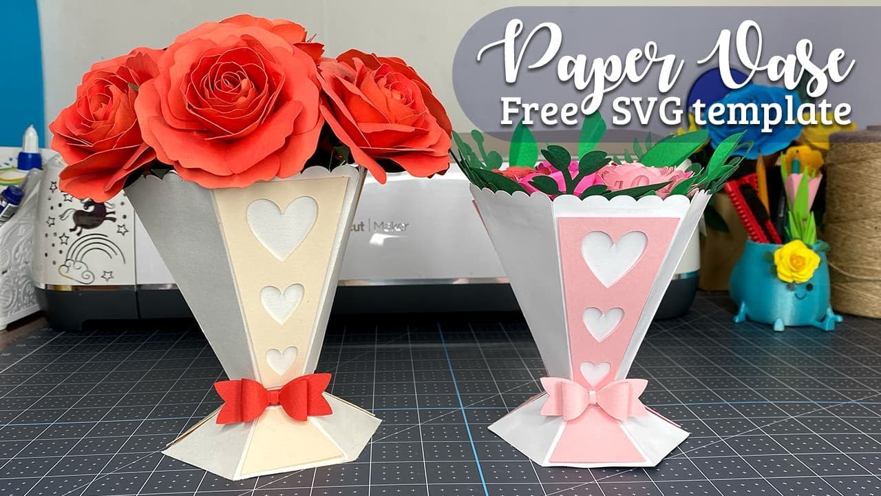 How to make Paper Vase with Cricut | Free SVG Template | DIY Mother's Day Gift | Paper Craft Idea