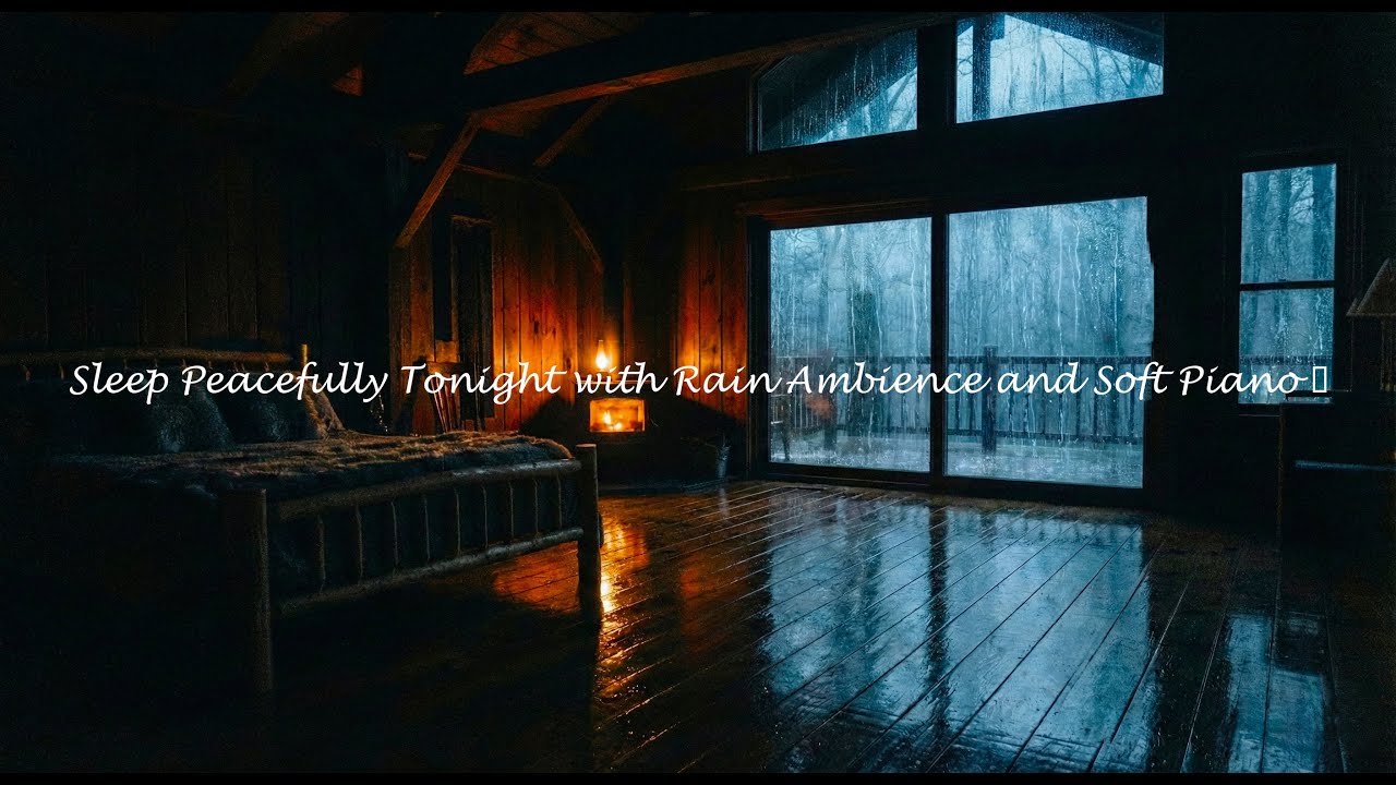 Long Night Deep Sleep with Rain Ambience and Piano 😴 #vMl