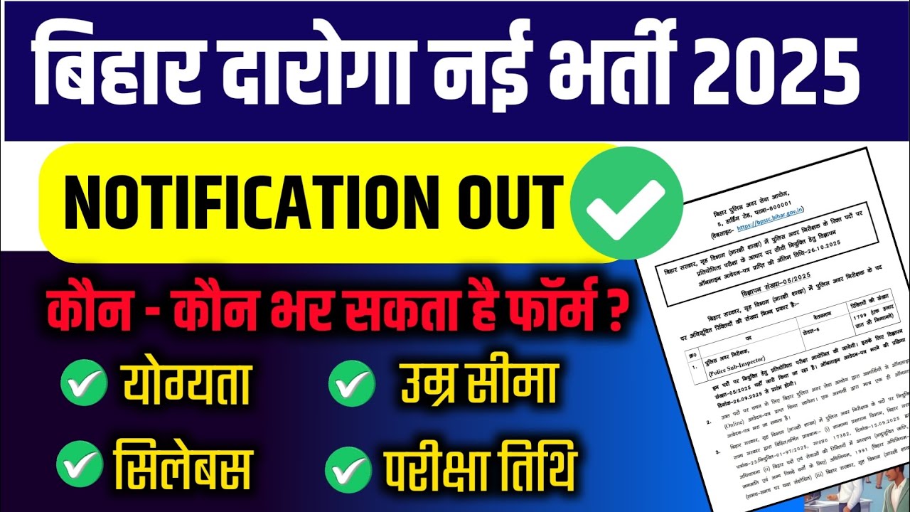 Bihar Daroga (SI) Bharti 2025 | Age, Qualification, Last Date & Full Details&rdquo;
