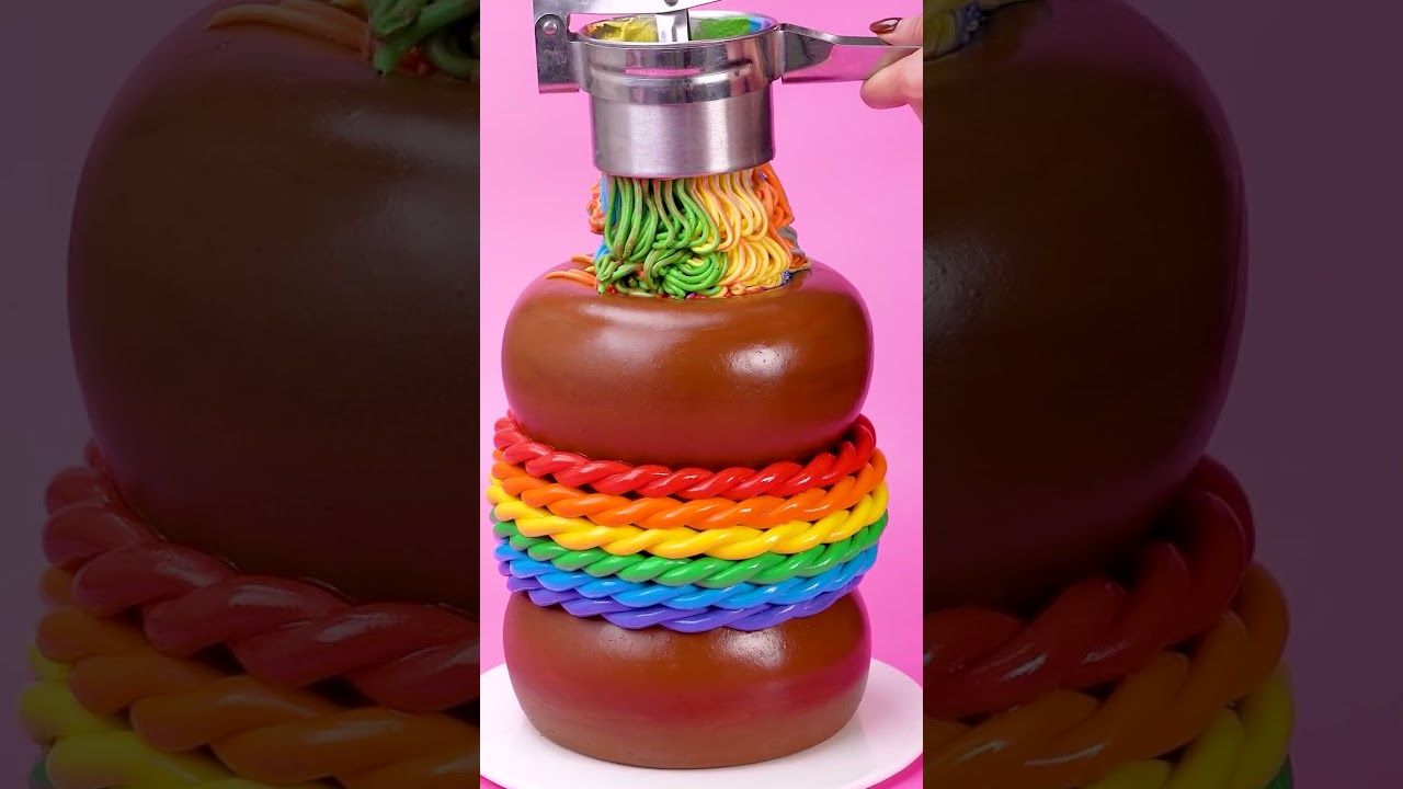 #shorts Fancy Rainbow Chocolate Cake Decorating, Satisfying Video Top Cake #cake #satisfyingcake