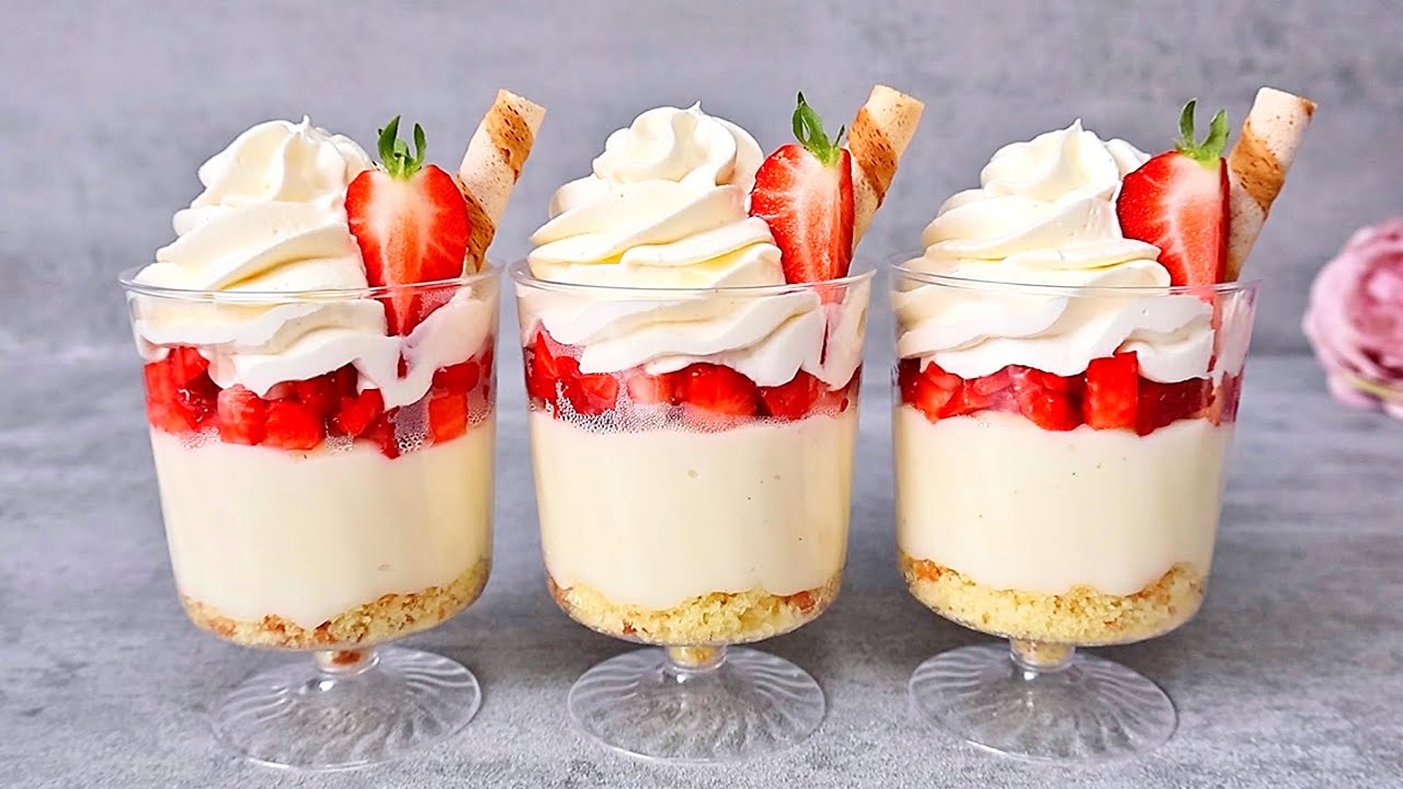Strawberry and Coconut Dessert Cups Recipe - NO BAKE dessert. Very Easy and Yummy!