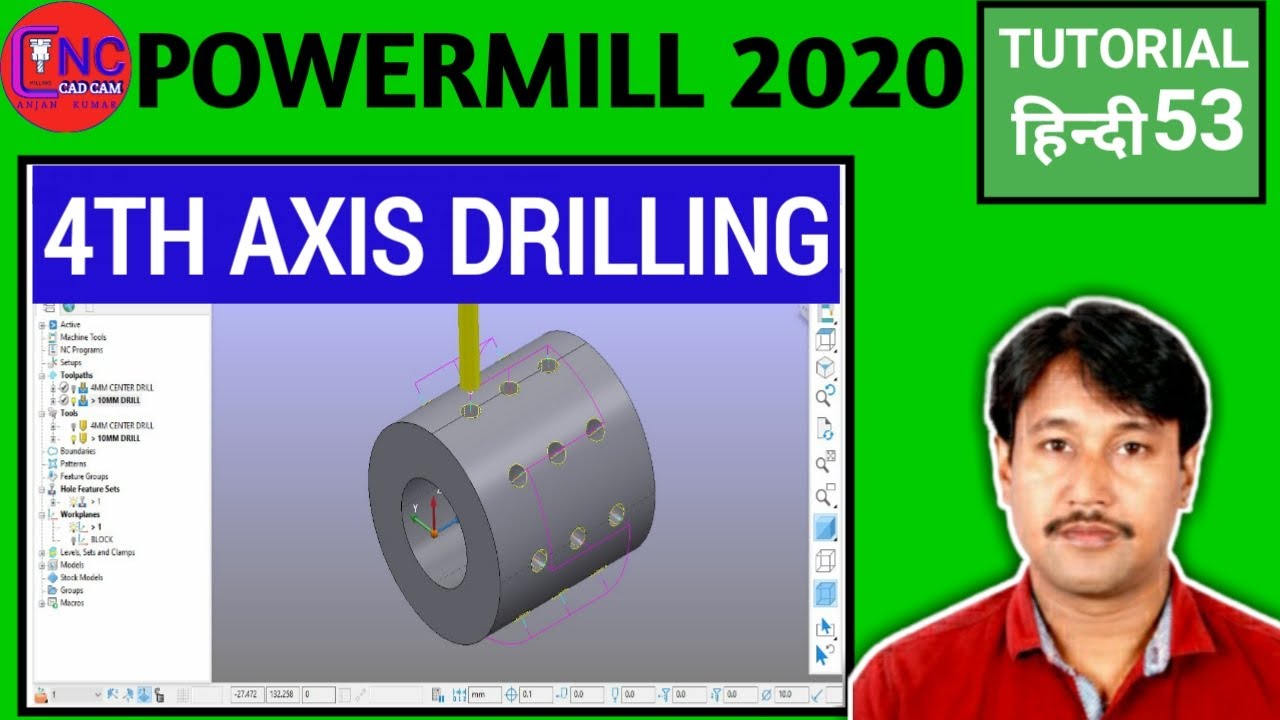POWERMILL 2020  | 4TH AXIS DRILLING | HOW TO CREATE 4TH AXIS  DRILLING TOOLPATH IN POWERMILL 2020 |