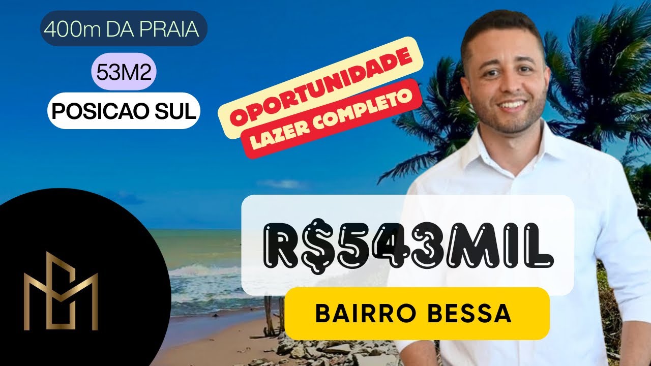 R$543mil Apartamento novo no Bairro do Bessa a 400m da praia com elevador e lazer completo 