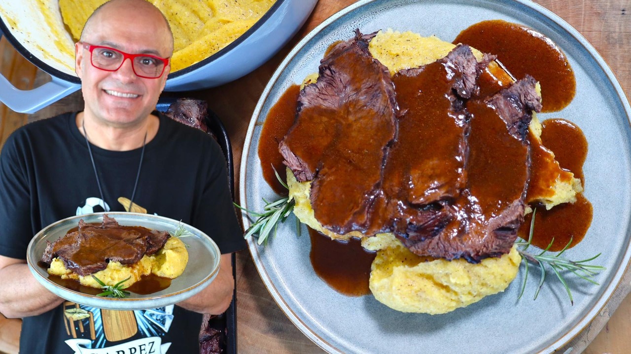 BRASATO al VINO ROSSO  e POLENTA  ricetta del brasato con la polenta