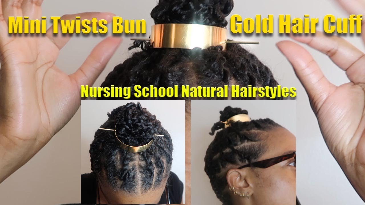 Mini Twists Bun & Gold Hair Cuff | Protective Natural Hairstyle