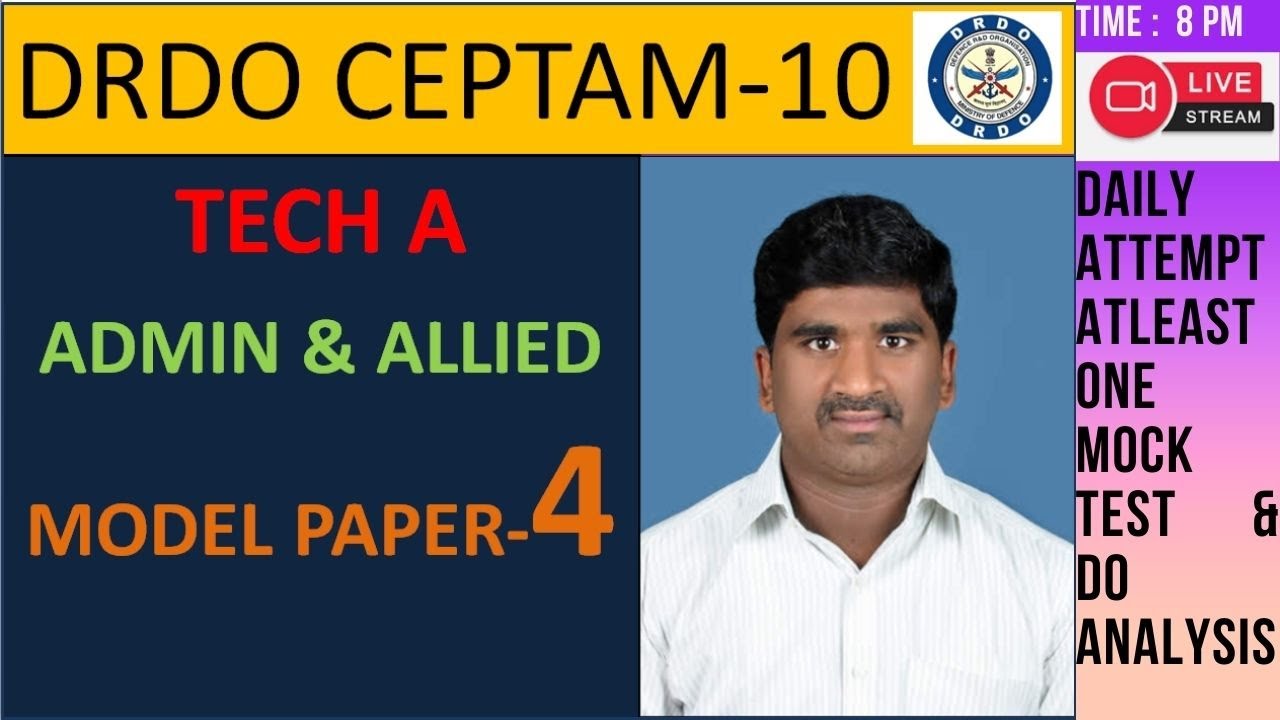 DRDO CEPTAM 10 TECH A /ADMIN&ALLIED MODEL PAPER -4 By Aditya Job Creative Channel in Telugu