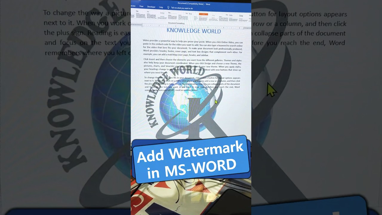 🖼picture watermark in word #shorts #watermark #word #ytshort #computertricks