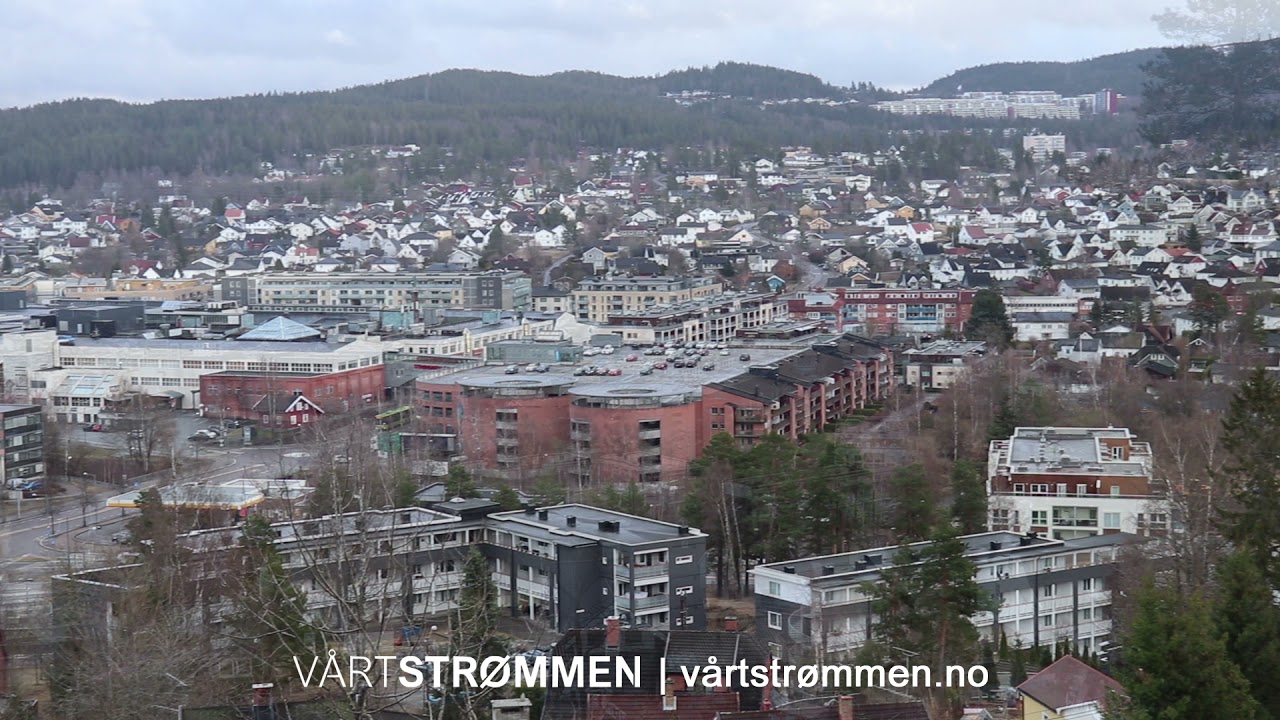 Str&oslash;mmen 9. april 2021: Utsikt fra St.Hansfjellet | Video: V&aring;rt Str&oslash;mmen, v&aring;rtstr&oslash;mmen.no.