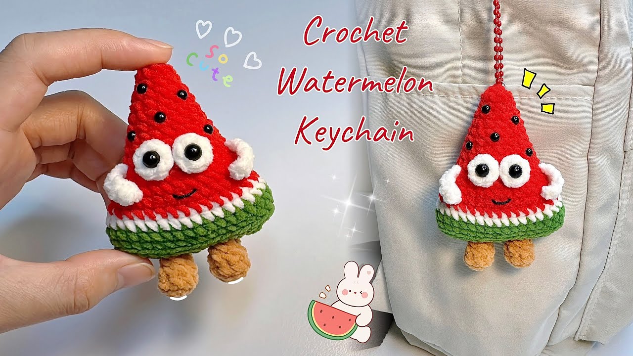 Crochet Watermelon Keychain 🍉| Cute & Easy | Móc Len Móc Khoá Dưa Hấu