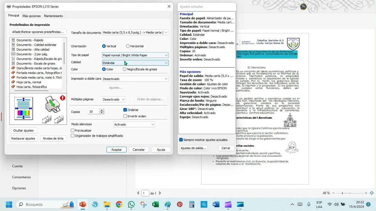 ¿Cómo configurar mi impresora para imprimir en media carta (5.5x8.5 pulgadas)?