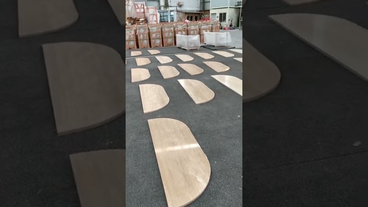 Beige travertine stone table tops for the hotel project from EDG Stone #edgstone #stonecountertops