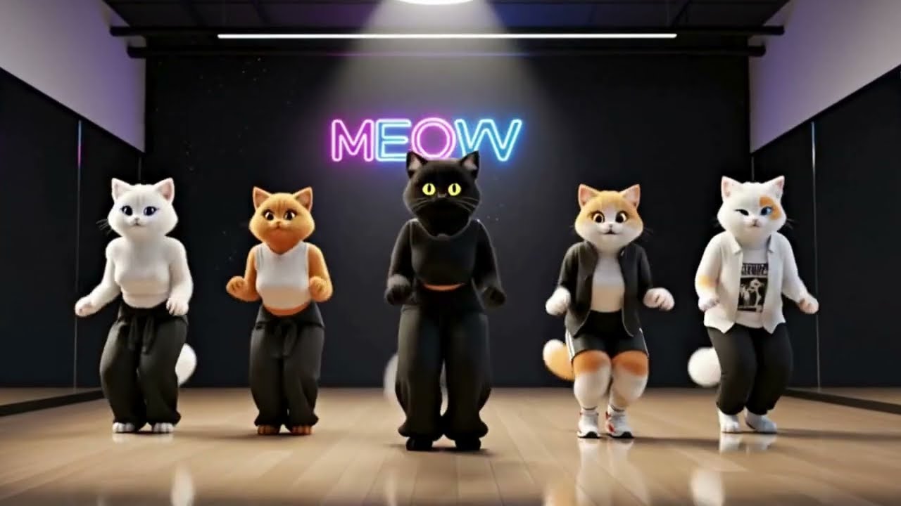 Кошки с искусственным интеллектом пытаются станцевать под песню &laquo;Мяу&raquo;, но у них это не получается! 😆