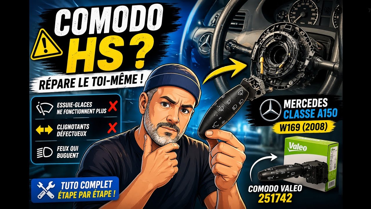 🚘⚙️ Comment Remplacer le Commodo sur Mercedes Classe A (Essuie-Glace, Clignotants, Feux) Tuto Facile