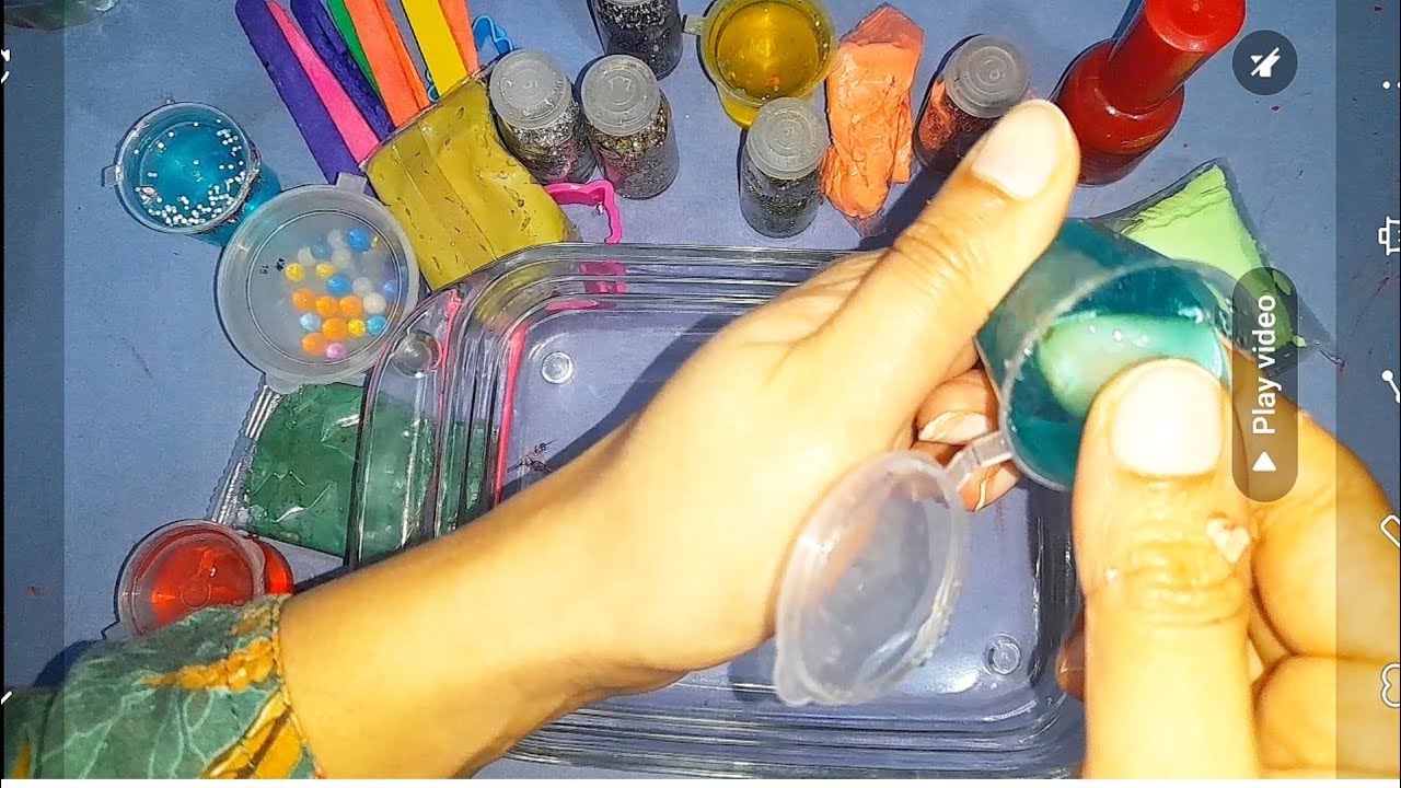 ASMR slime , things with clay.mixing clay and slime and glitter, satisfying ,relaxing#asmrvideo 