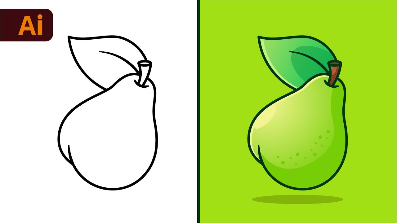 Учебное пособие для начинающих по Adobe Illustrator: создание векторной груши из эскиза (HD)