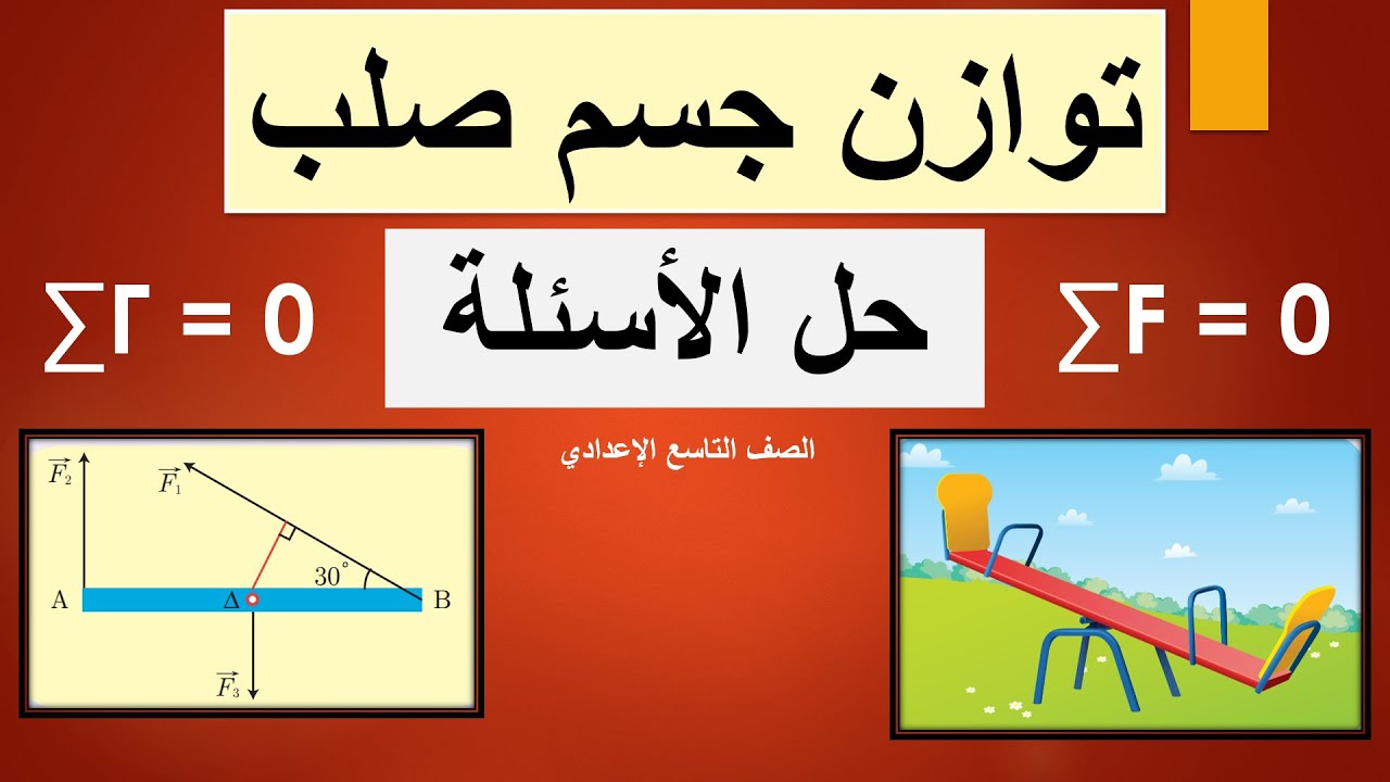 حل أسئلة درس توازن جسم صلب | فيزياء | تاسع إعدادي