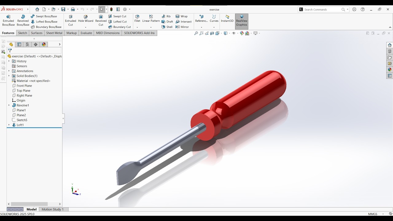 Screwdriver modelling in SolidWorks/ CAD Tutorial
