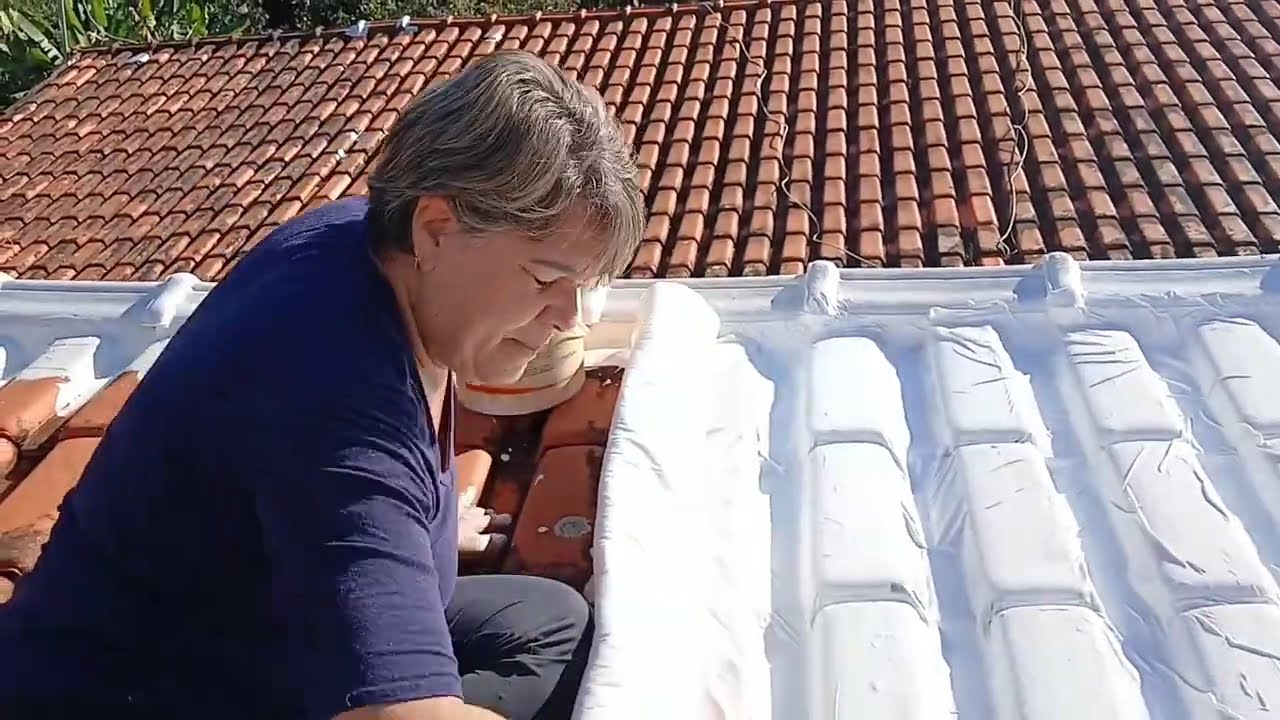 Resultado da aplicação da manta bidim com manta liquida no nosso telhado. Vídeo 2